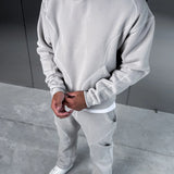 Grey Contrast Stitch Tracksuit Set (Hoodie + Joggers) | Pre Black Friday Offer